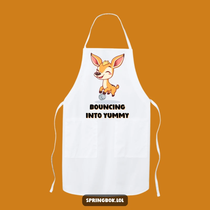 Funny Springbok Spring Apron: Grinning Bounce Kitchen Wear, Perfect Funny Chef Gift