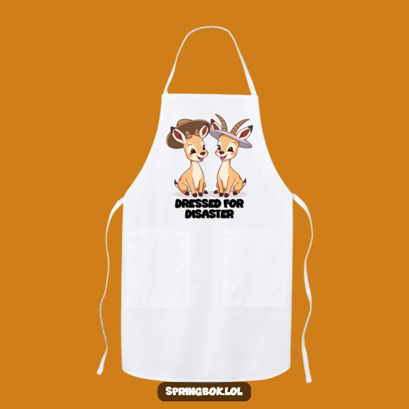 Funny Giggling Springbok Apron: Hilarious Kitchen Fun with Big Hats