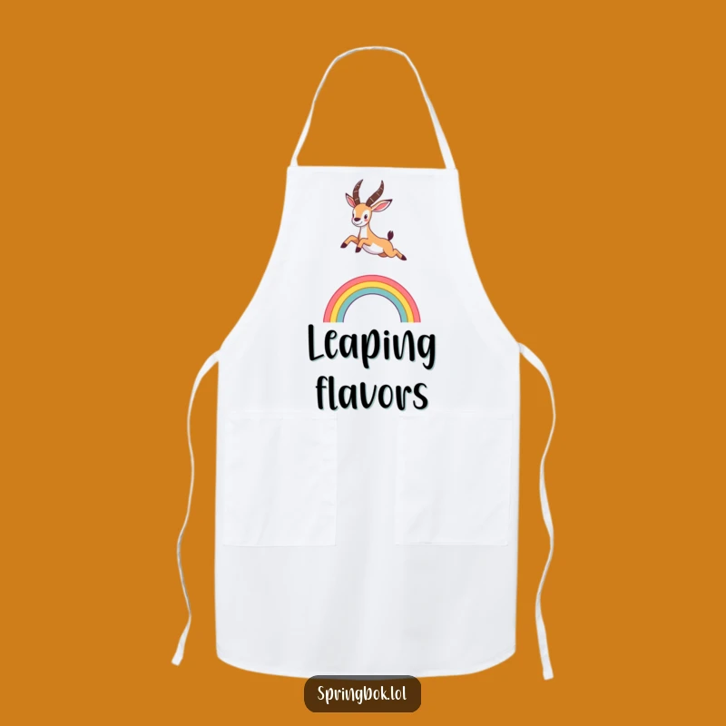 Funny Springbok Rainbow Apron: Enthusiastic Cook, Humorous Kitchen Funny Gift