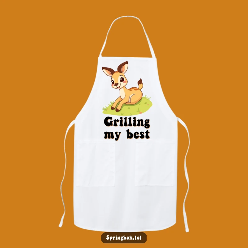 Funny Springbok Hill Slide Apron - Chef Springbok's Grinning Kitchen Gear
