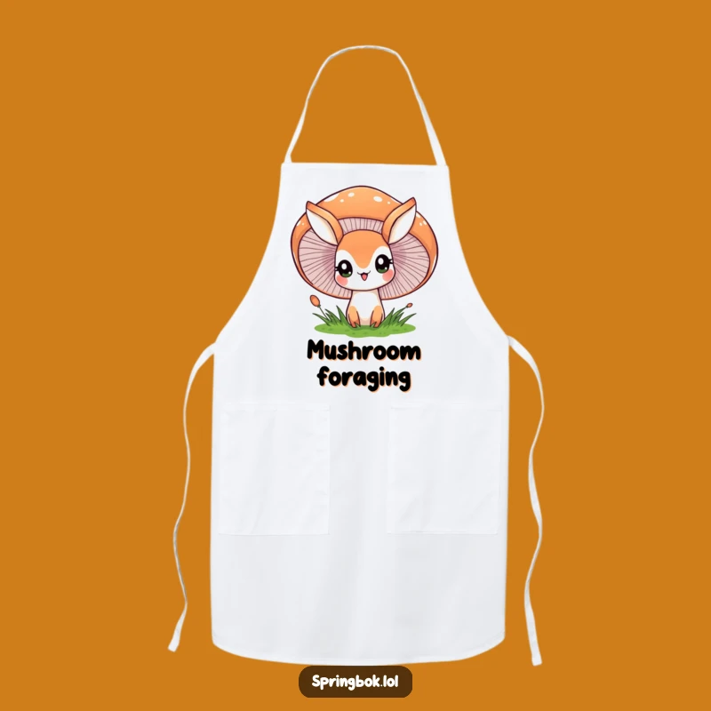 Funny Springbok Apron: Mushroom Peek - Whimsical Kitchen Gift