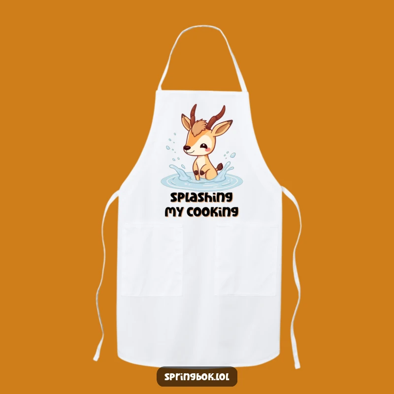 Funny Springbok Splash Apron: Playful Puddle Chef Gift