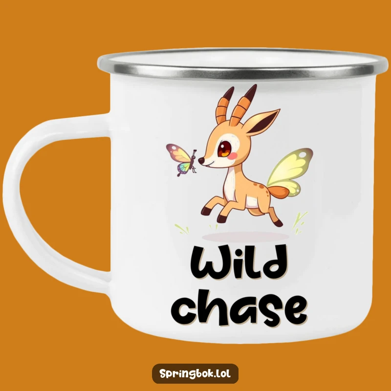 Funny Springbok Butterfly Camping Mug: Outdoor Playfulness, Ideal Funny Gift