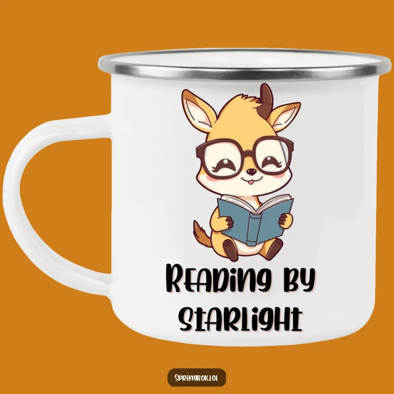 Funny Springbok Glasses Camping Mug - Outdoor Reading with Humor