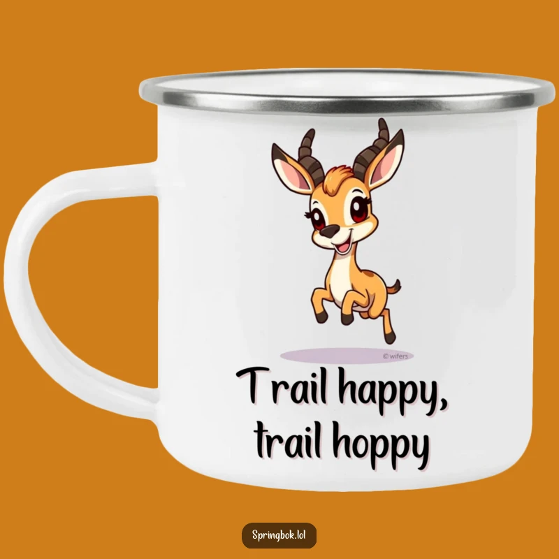 Funny Springbok Hopping Grin Camping Mug - Cheerful Outdoor Companion