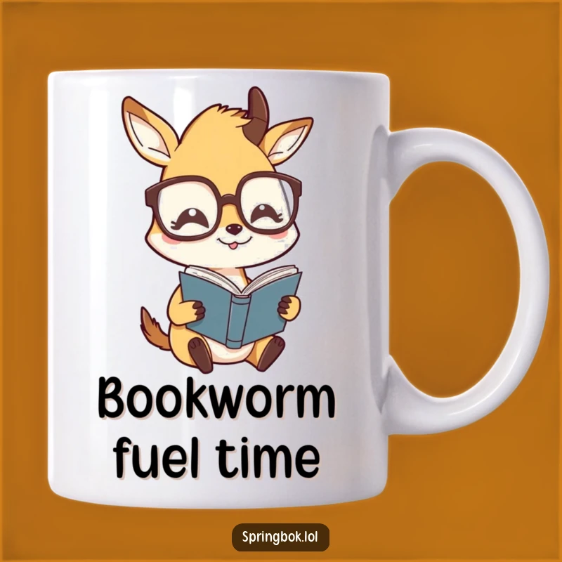 Funny Springbok Glasses Mug - Humorous Reader Character Gift for Bookworms