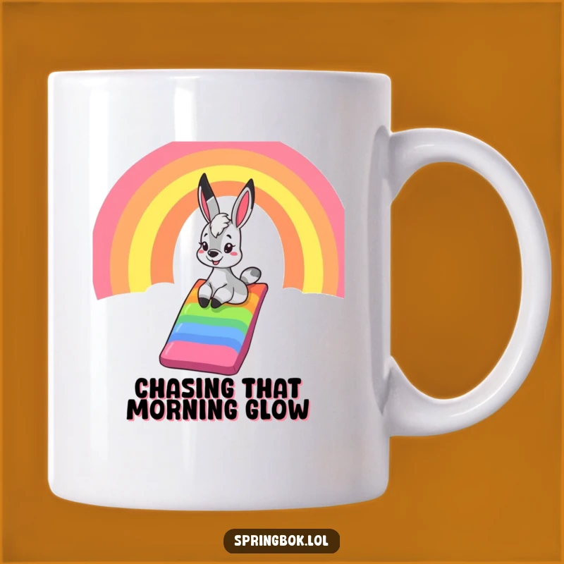Funny Springbok Rainbow Slide Mug: Joyful Creature's Cheerful Gift!