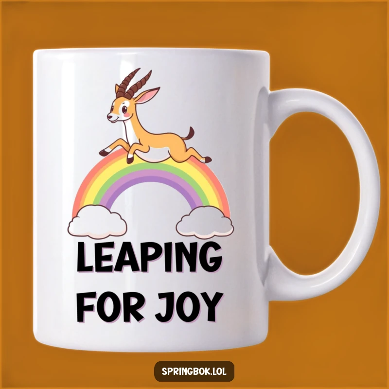 Funny Rainbow Leap Mug: Whimsical Gift for Dreamers and Optimists Alike
