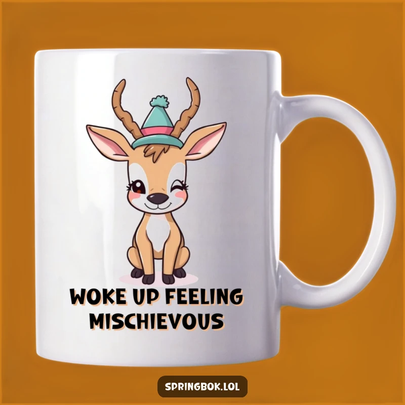 Funny Winking Antelope Mug: Silly Hat Party Animal Coffee Cup, Perfect Funny Gift!