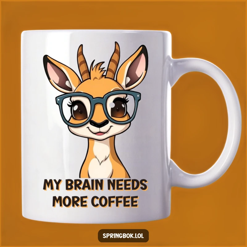 Funny Bewildered Springbok with Glasses Mug: The Perfect Quirky Gift for Animal Lovers