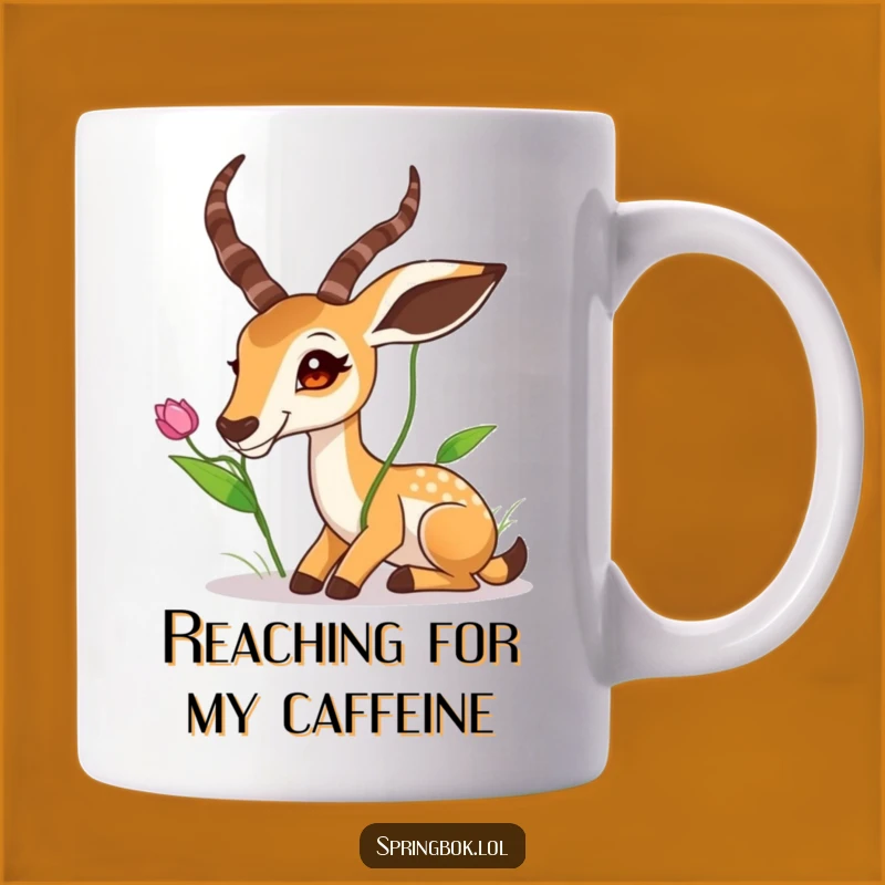 Funny Springbok Stretching for High Leaf Mug - Hilarious Animal Gift