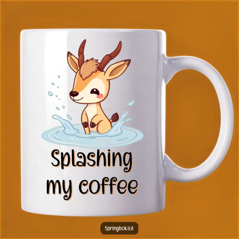 Funny Springbok Splash Mug: Playful Puddle Joy Gift