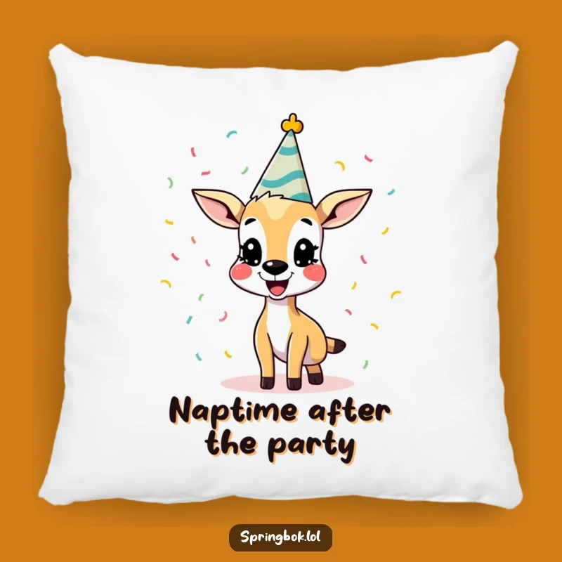 Cozy Funny Springbok Pillow: Snuggle Up with This Hilarious Confetti Celebration Design
