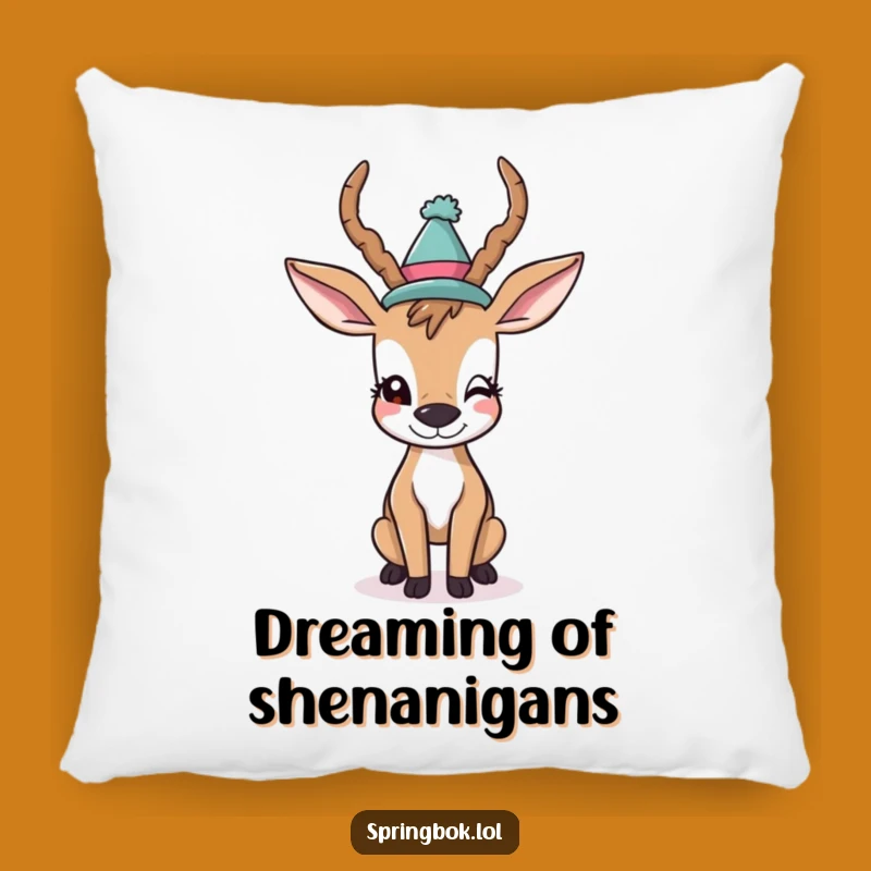 Funny Winking Antelope Pillow: Silly Hat Party Animal Cushion, Perfect Funny Gift!