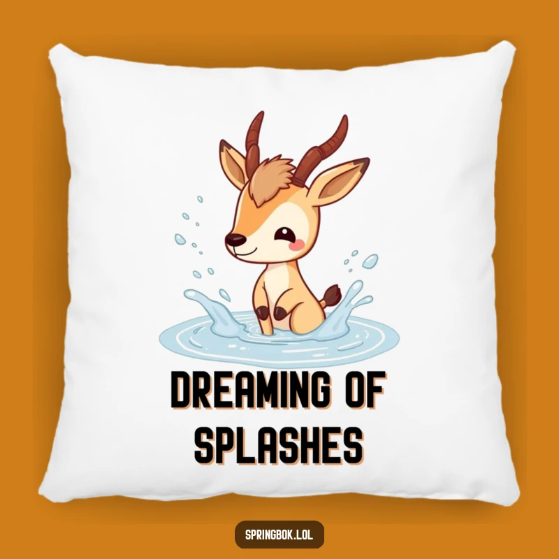 Funny Springbok Splash Pillow: Playful Puddle Accent