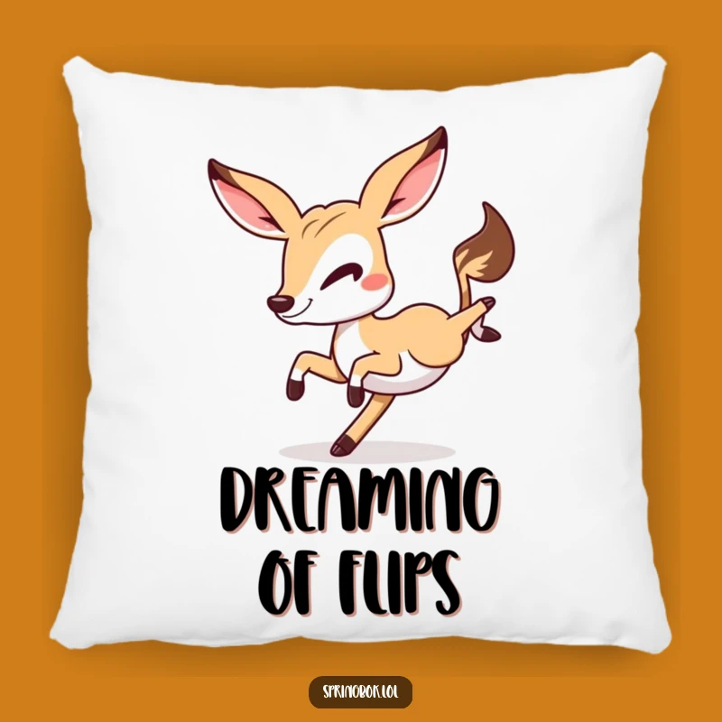 Funny Springbok Cartwheel Pillow: Cozy and Hilarious Winking Springbok Decor