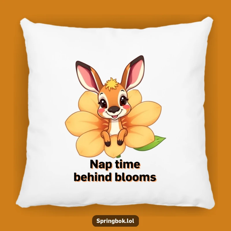 Funny Springbok Flower Peek Pillow - Cute Springbok Cushion for Cozy Laughs