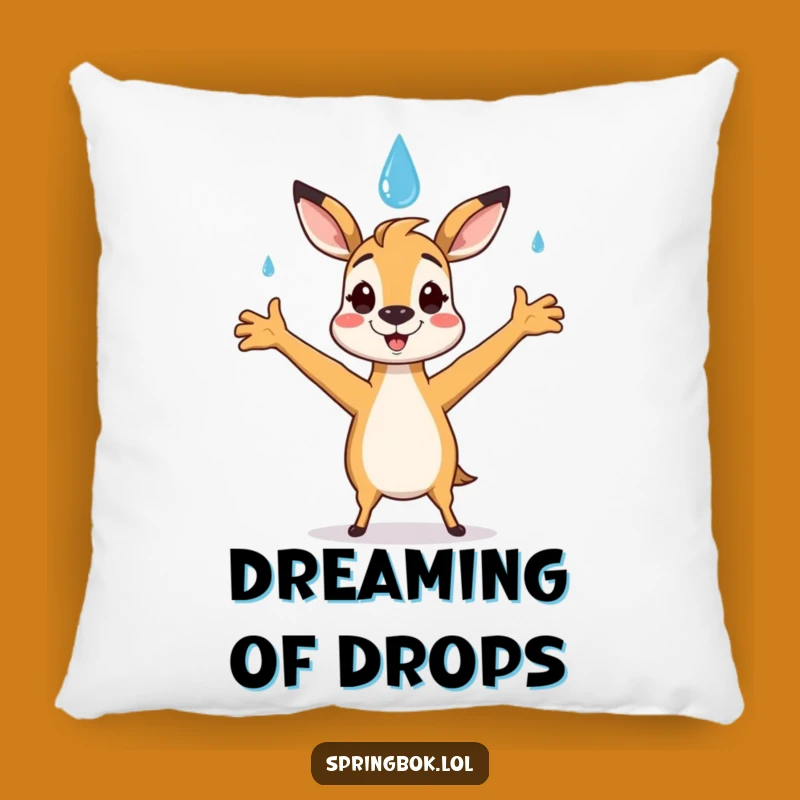 Funny Springbok Raindrop Pillow: Happy Catch Accent