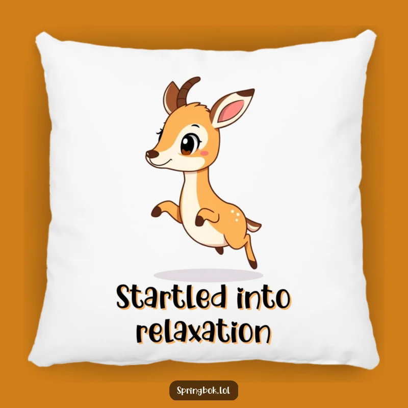 Funny Surprised Hop Springbok Pillow: Snuggle Up With Unexpected Joy