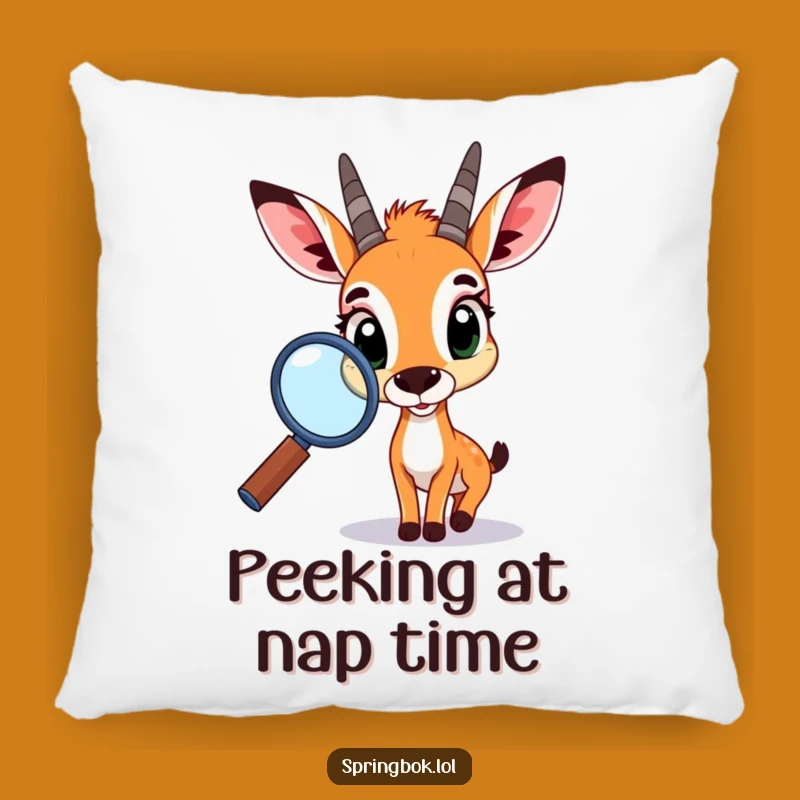 Funny Springbok Magnifying Glass Pillow: Cozy Comfort & Curious Charm!