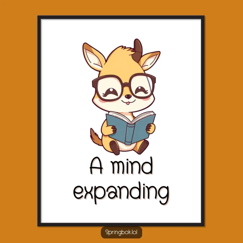 Funny Springbok Glasses Digital Print - Instant Humorous Reader Art