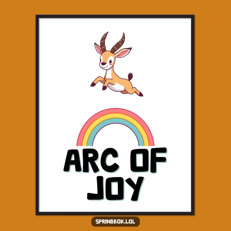 Funny Springbok Rainbow Digital Art: Enthusiastic Leap, Humorous Printable, Perfect Funny Gift