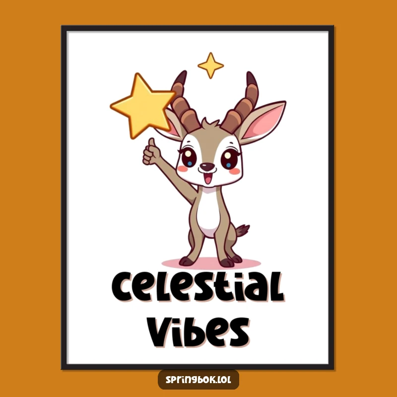 Funny Springbok Star Digital Art: Triumphant Vistas, Perfect Funny Gift