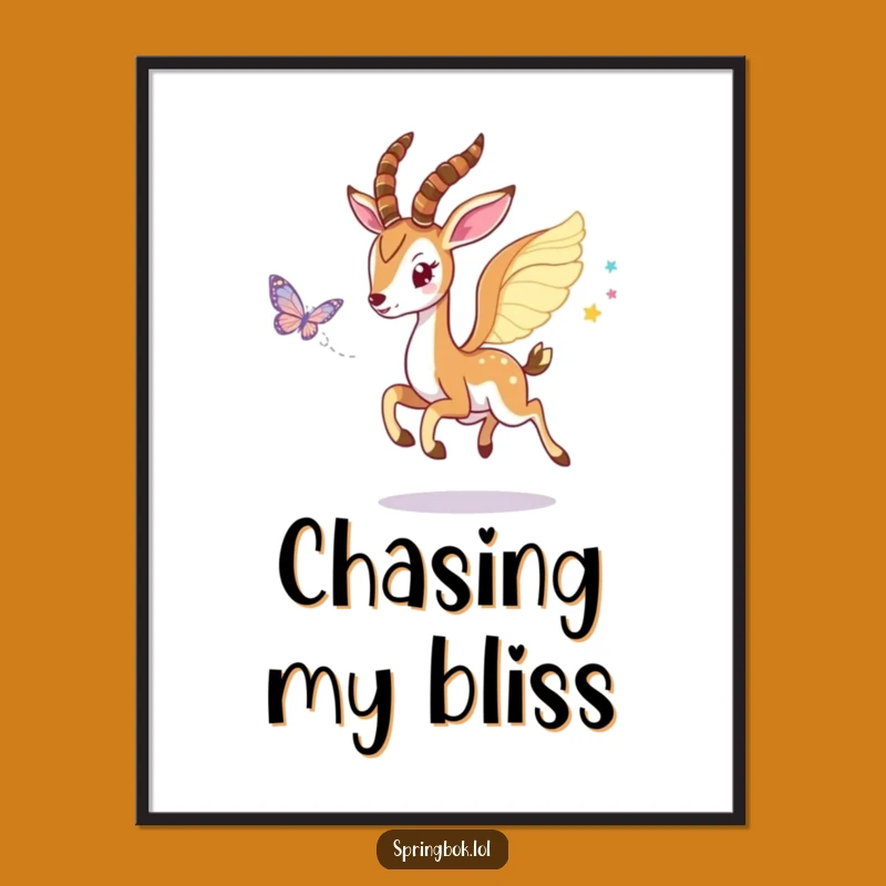 Funny Winged Springbok Digital Print: Instant Magical Decor
