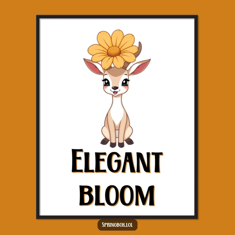 Funny Antelope Art Print: Flower Balance, Unique Wall Decor Funny Gift