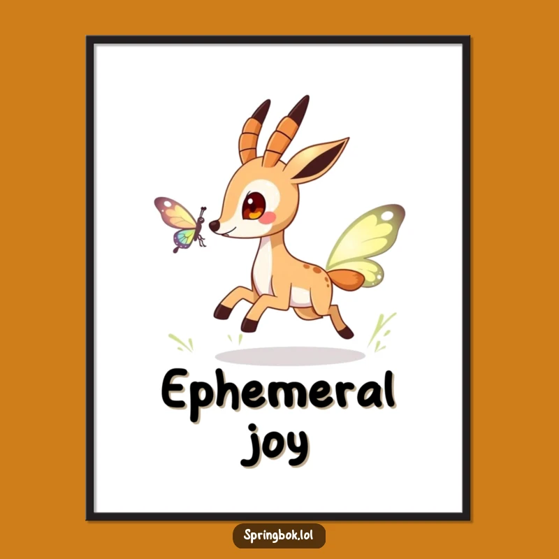 Funny Springbok Butterfly Digital Art: Whimsical Chase, Perfect Funny Gift