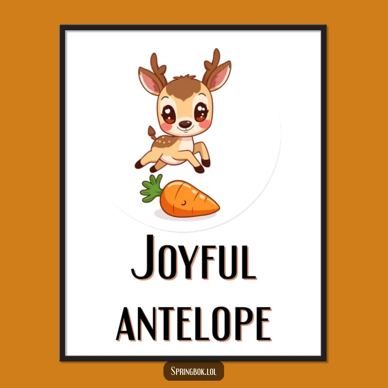 Funny Antelope & Carrot Digital Art: Whimsical Decor Gift!
