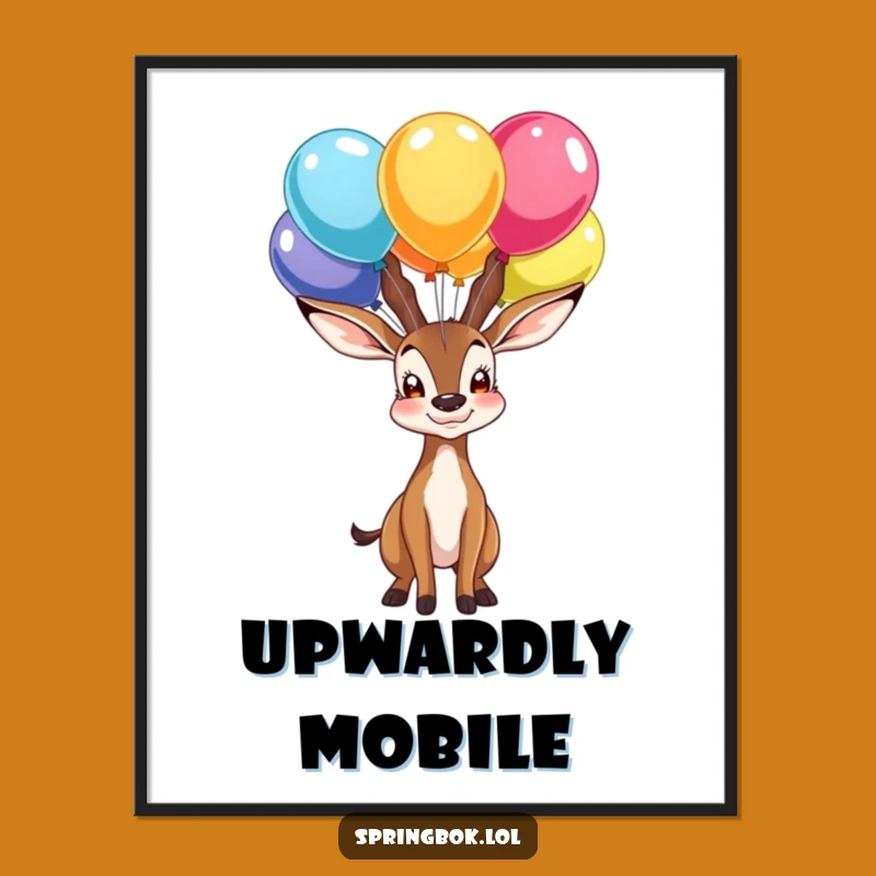 Funny Digital Art: Proud Springbok Balloon Balance - Printable Gift