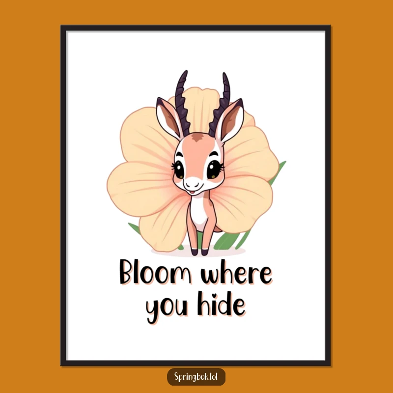 Funny Springbok Flower Digital Art Print: Hilarious Printable for Whimsical Wall Decor