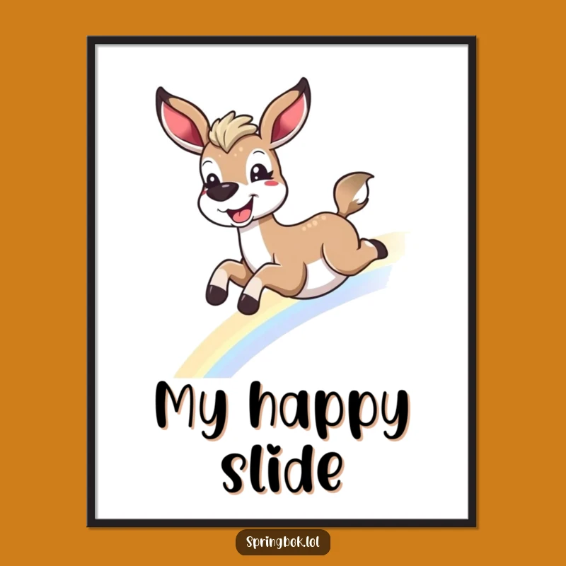 Funny Springbok Rainbow Digital Art - Instant Whimsy Print