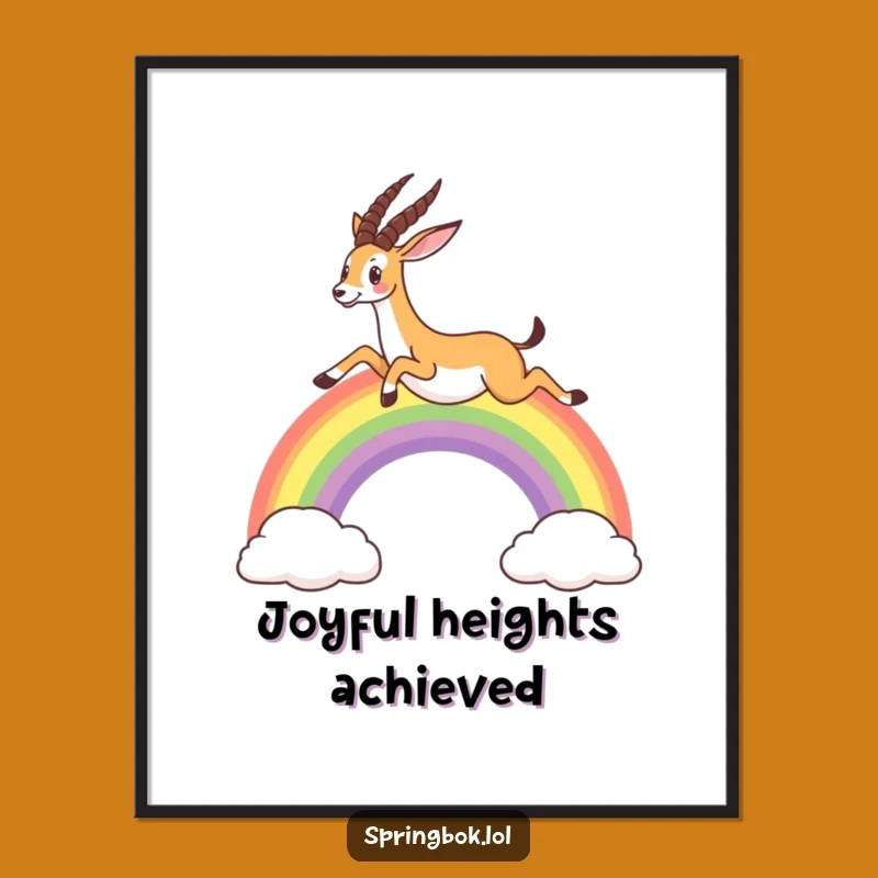 Funny Springbok Rainbow Digital Art: Instantly Download Joyful Whimsical Decor