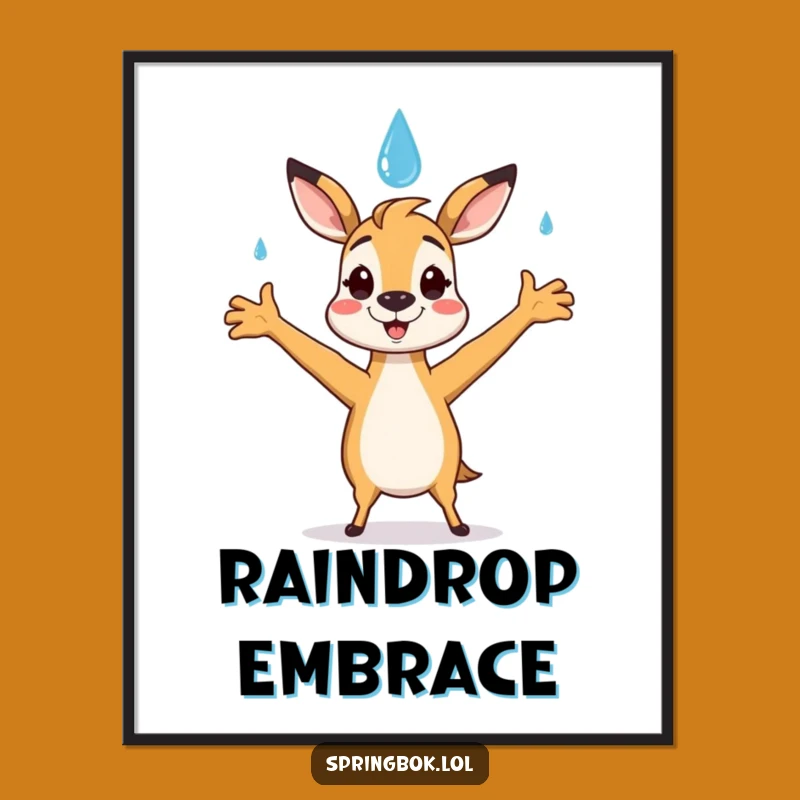 Funny Springbok Raindrop Digital Art: Happy Catch Download