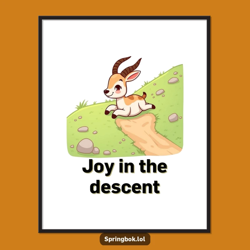 Funny Springbok Sliding Digital Art Print: Hilarious Printable Capturing Joyful Movement