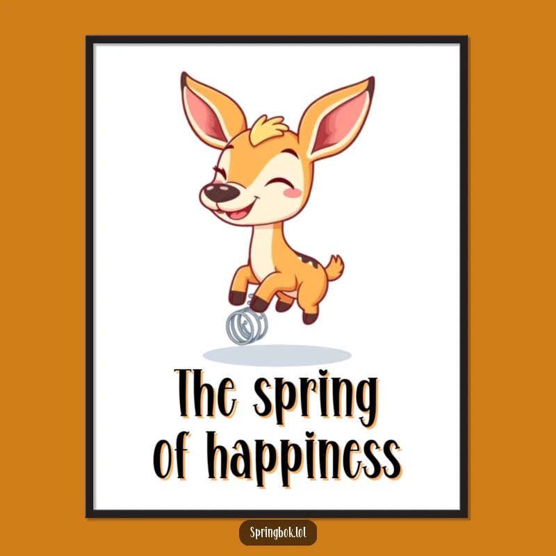 Funny Springbok Spring Digital Art: Grinning Bounce Decor, High-Quality Funny Print Gift