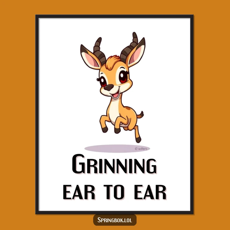 Funny Springbok Hopping Grin Digital Art - Instant Cheerful Decor