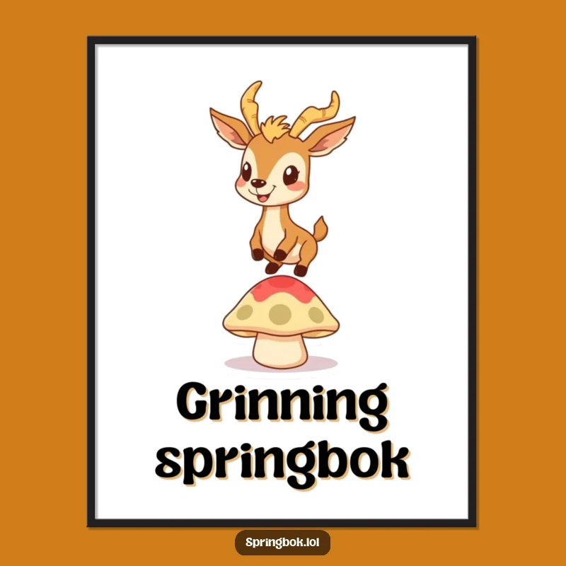 Funny Springbok Mushroom Digital Art: Bouncy Decor Gift!