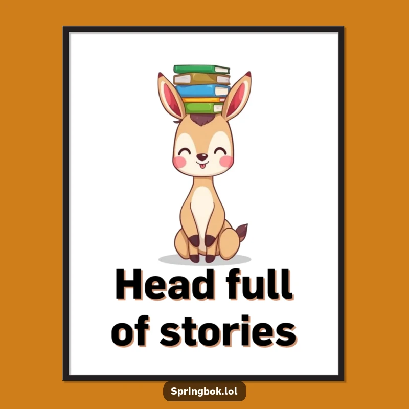 Funny Springbok Digital Art Print: Hilarious Printable for Wall Decor and Book Lovers
