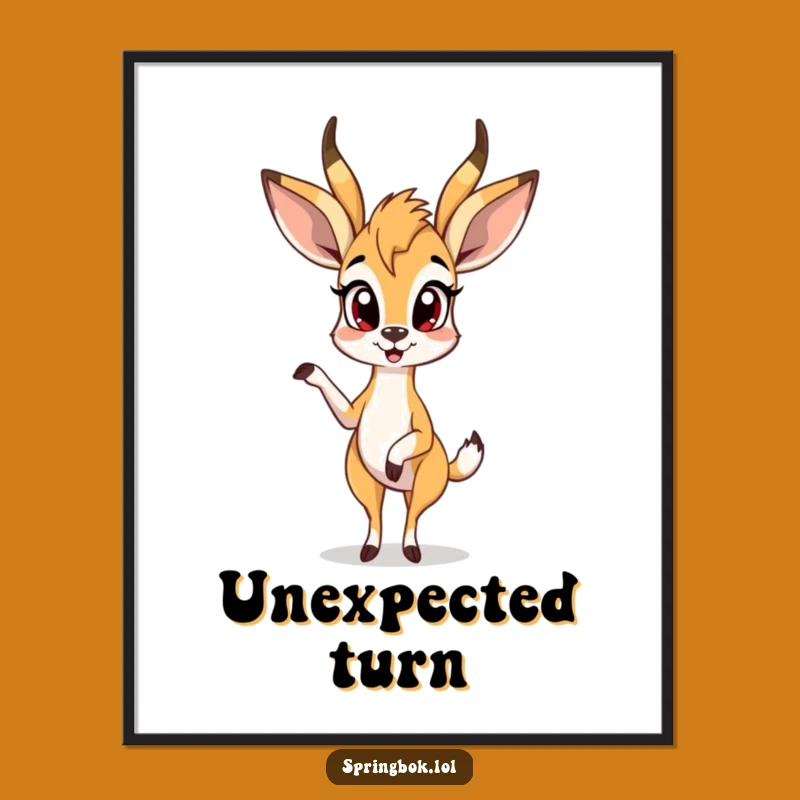 Funny Surprised Springbok Digital Art: Instant Shocking Decor