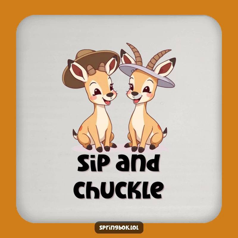 Funny Giggling Springbok Coaster: Protect Surfaces with Hilarious Antelopes