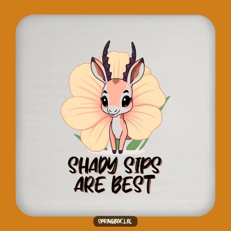 Funny Springbok Flower Drink Coasters: Hilarious Set for Protecting Surfaces with Charm