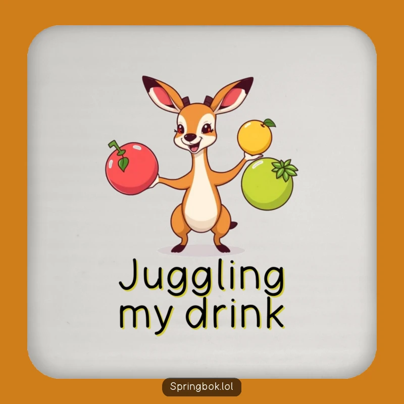 Funny Springbok Juggling Coaster: Protect Surfaces with Flair