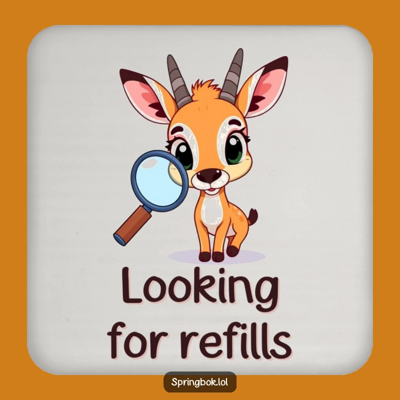 Funny Springbok Magnifying Glass Coaster: Protect Surfaces with Humor!