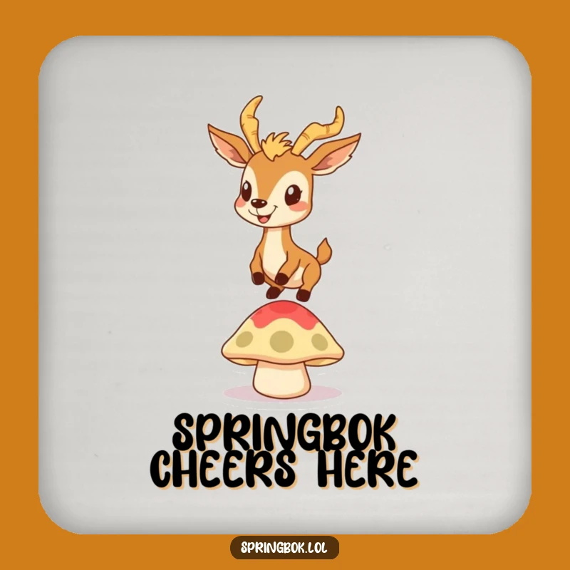 Funny Springbok Mushroom Coaster: Protect Surfaces with This Bouncy Gift!