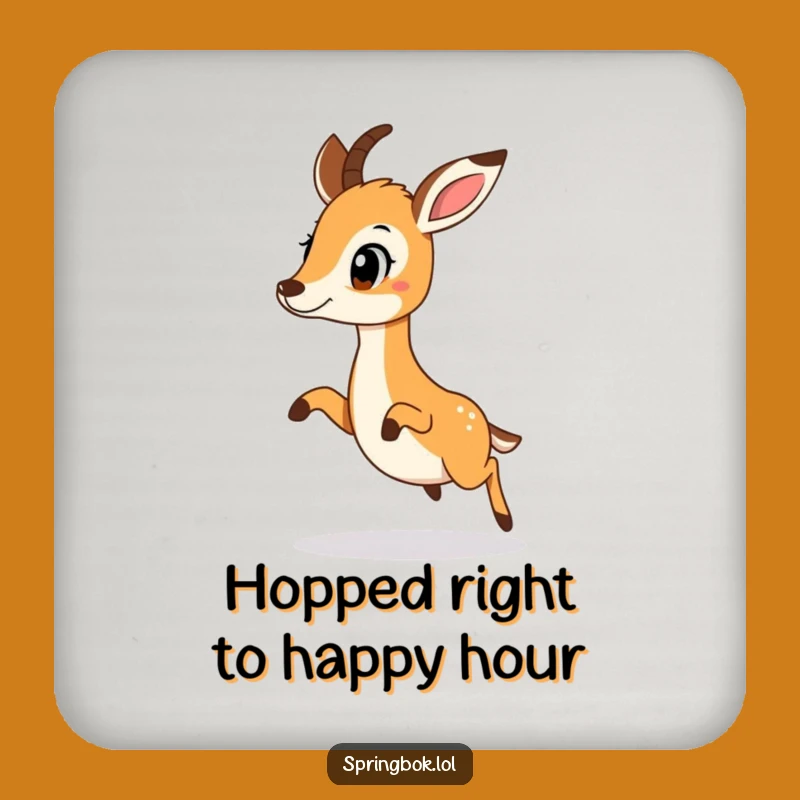 Funny Surprised Hop Springbok Coaster: Protect Surfaces With a Little Jump