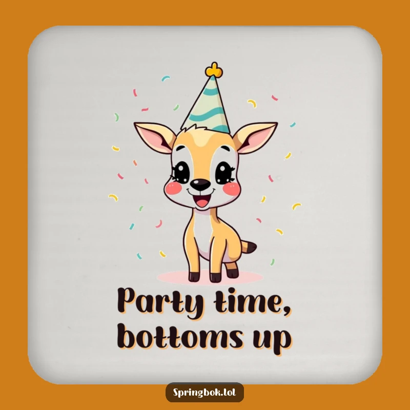 Funny Springbok Drink Coaster: Protect Surfaces with This Hilarious Party Animal Art