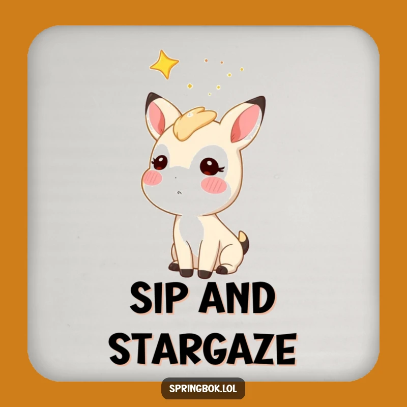 Funny Starry Sky Springbok Coaster: Whimsical Surface Protection